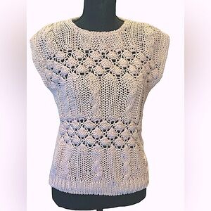 Vintage Knitted 90s  Vest Womens Pastel Light Pink Large Nansport